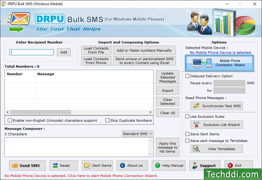 Bulk SMS Software for Windows Mobile Phones Screenshot