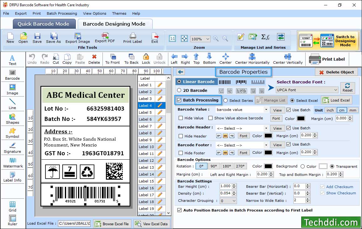 Barcode properties