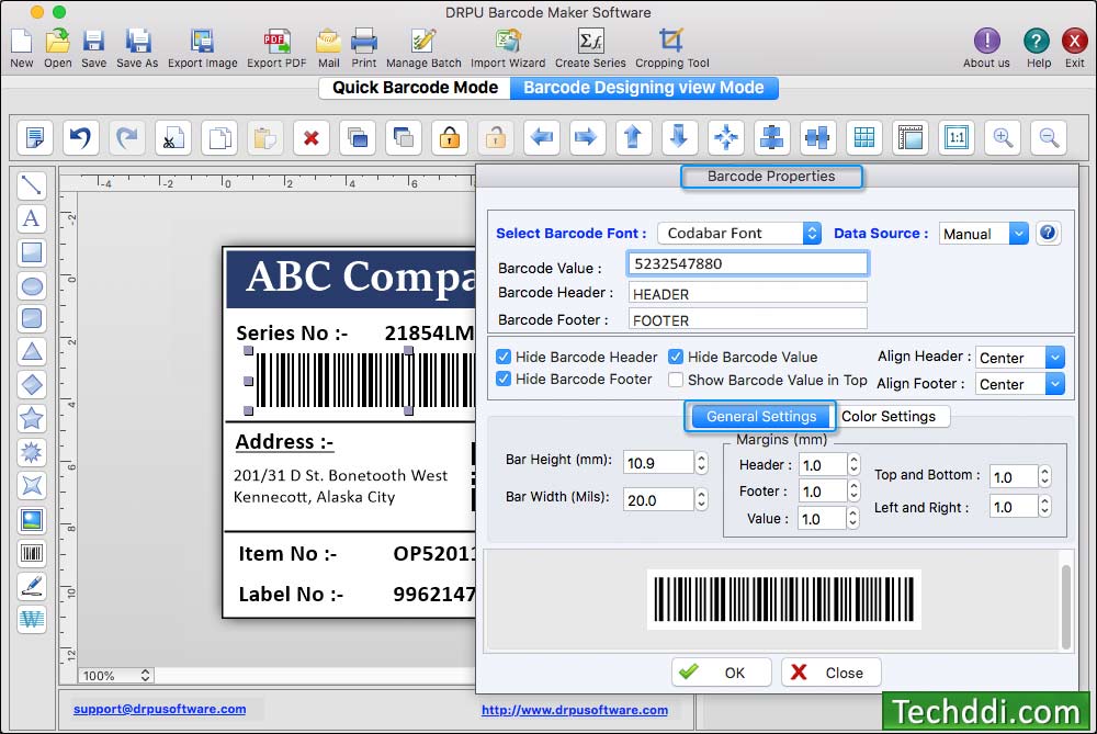 Barcode properties