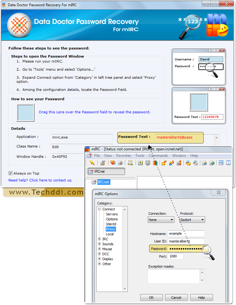 Drag lens over the password field