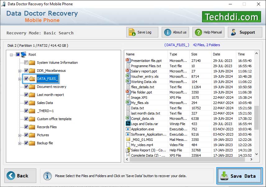 Save restored data