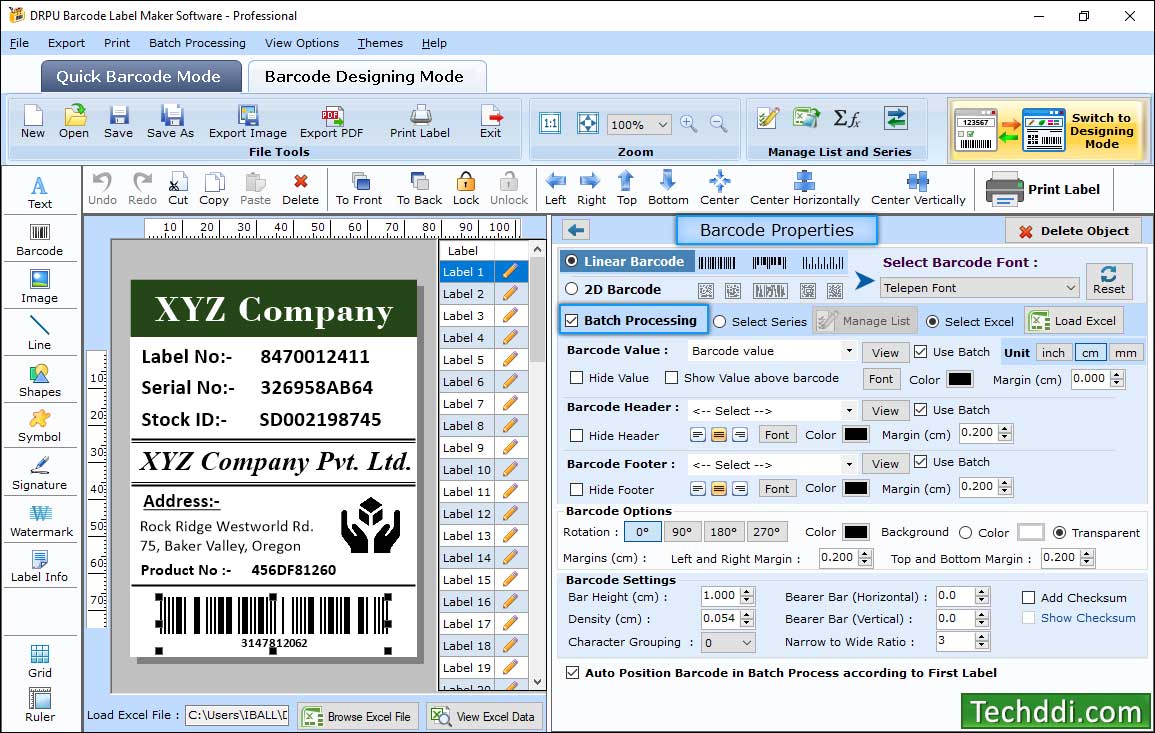 Barcode properties