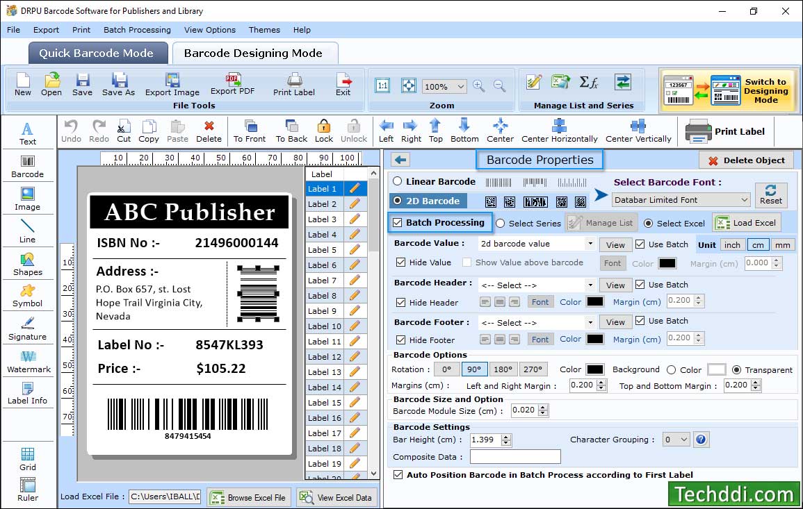 Barcode properties