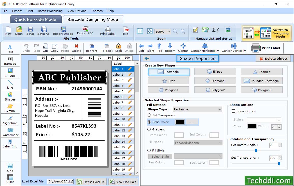 Shape of barcode label