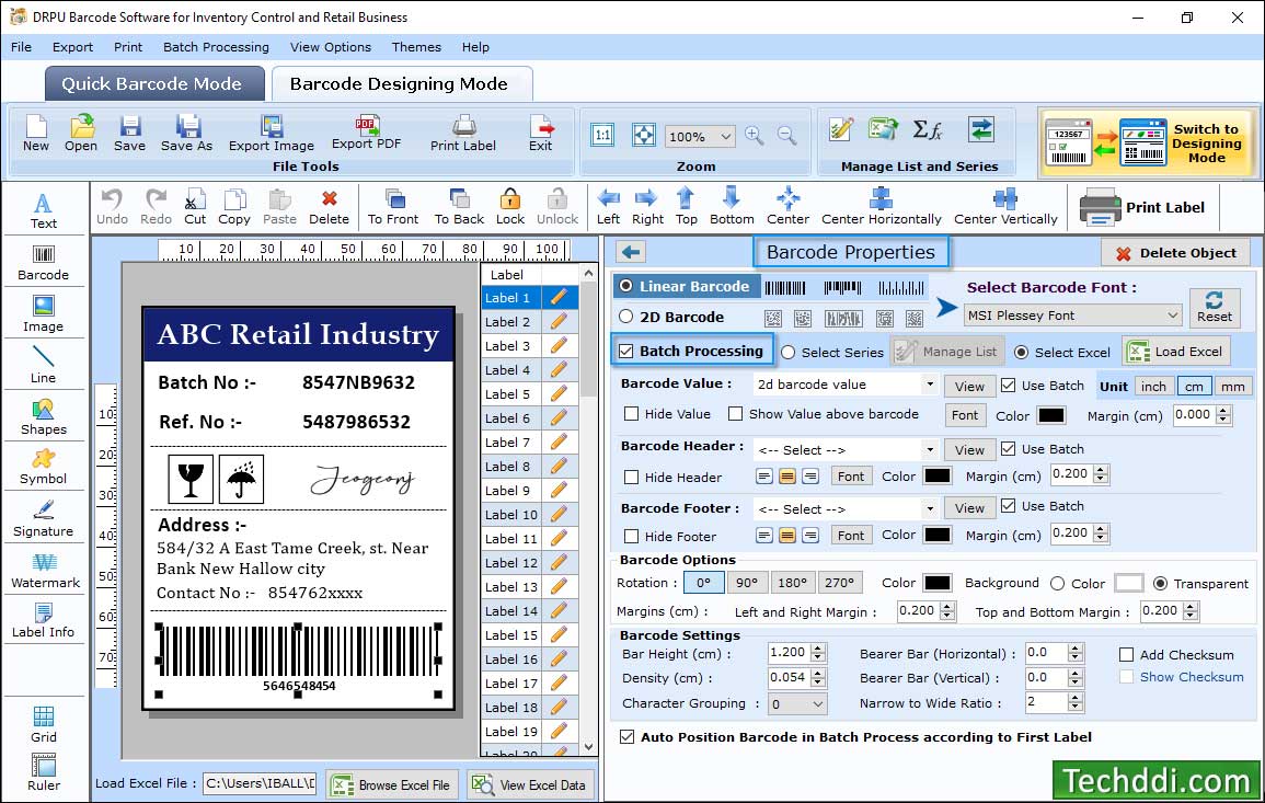 Barcode properties