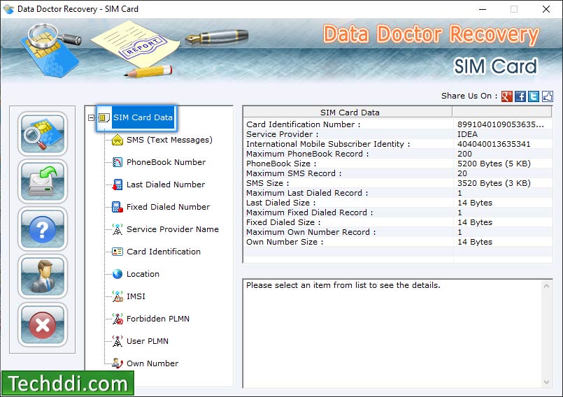 Sim card details