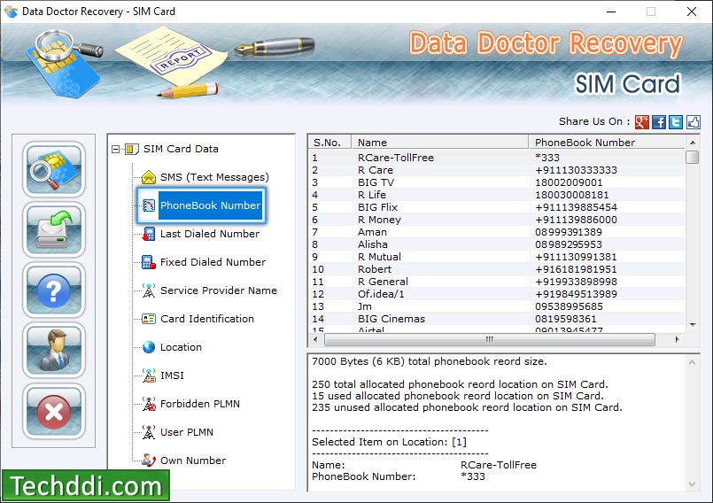 Phonebook number details